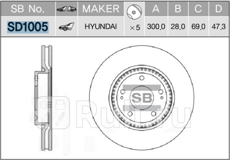 SD1005 - Диск тормозной передний (HI-Q) Hyundai Getz (2005-2011) для Hyundai Getz (2005-2011) рестайлинг, HI-Q, SD1005