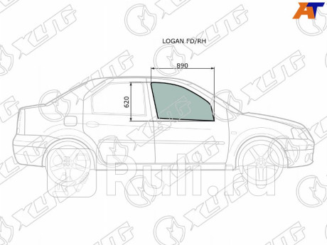 LOGAN FD/RH - Стекло двери передней правой (XYG) Renault Logan 1 Фаза 2 (2009-2015) для Renault Logan 1 (2009-2015) Фаза 2, XYG, LOGAN FD/RH