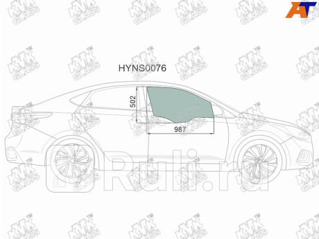HYNS0076 - Стекло двери передней правой (KMK) Hyundai Solaris 2 (2017-2020) для Hyundai Solaris 2 (2017-2020), KMK, HYNS0076