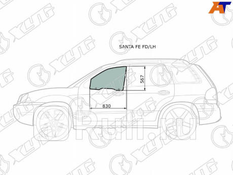 SANTA FE FD/LH - Стекло двери передней левой (XYG) Hyundai Santa Fe Classic (2007-2012) для Hyundai Santa Fe (2007-2012) Classic, XYG, SANTA FE FD/LH