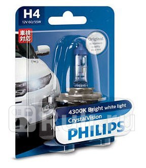 12342 CV B1 - Лампа H4 (60/55W) PHILIPS Crystal Vision 4300K для Автомобильные лампы, PHILIPS, 12342 CV B1