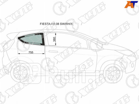 FIESTA-H3-08 SW/RH/X - Боковое стекло кузова заднее правое (собачник) (XYG) Ford Fiesta 6 (2008-2019) для Ford Fiesta mk6 (2008-2019), XYG, FIESTA-H3-08 SW/RH/X