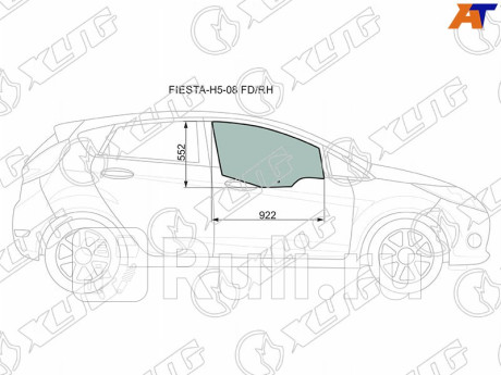 FIESTA-H5-08 FD/RH - Стекло двери передней правой (XYG) Ford Fiesta 6 (2008-2019) для Ford Fiesta mk6 (2008-2019), XYG, FIESTA-H5-08 FD/RH