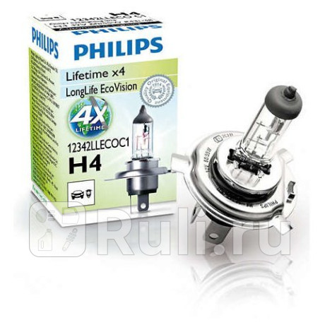 12342 LLECO C1 - Лампа H4 (60/55W) PHILIPS Long Life 3300K для Автомобильные лампы, PHILIPS, 12342 LLECO C1