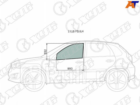 1118 FD/LH - Стекло двери передней левой (XYG) Datsun mi-DO (2014-2020) для Datsun mi-DO (2014-2020), XYG, 1118 FD/LH