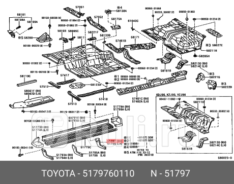 51797-60110 - Кронштейн подножки (TOYOTA) Toyota Land Cruiser 200 (2007-2012) для Toyota Land Cruiser 200 (2007-2012), TOYOTA, 51797-60110