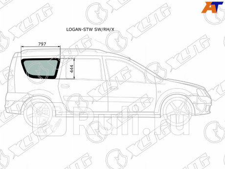 LOGAN-STW SW/RH/X - Боковое стекло кузова заднее правое (собачник) (XYG) Lada Largus (2012-2021) для Lada Largus (2012-2021), XYG, LOGAN-STW SW/RH/X