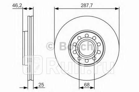 0 986 479 S19 - Диск тормозной передний (BOSCH) Audi A4 B8 рестайлинг (2011-2015) для Audi A4 B8 (2011-2015) рестайлинг, BOSCH, 0 986 479 S19