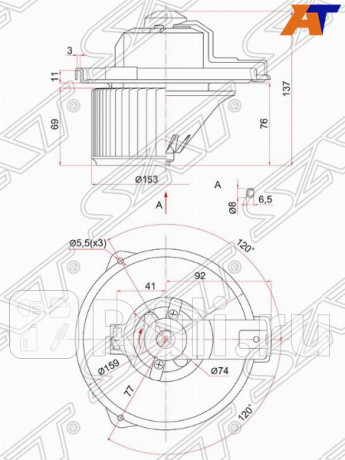 ST-87103-42020 - Мотор печки (SAT) Toyota Hilux (1988-1991) для Toyota Hilux (1988-1991), SAT, ST-87103-42020