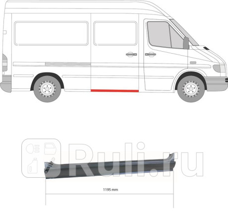 3546002 - Порог правый (KLOKKERHOLM) Mercedes Sprinter 901-905 (1995-2000) для Mercedes Sprinter 901-905 (1995-2000), KLOKKERHOLM, 3546002