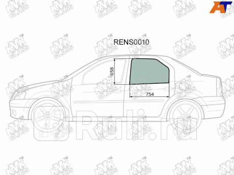 RENS0010 - Стекло двери задней левой (KMK) Renault Logan 1 Фаза 2 (2009-2015) для Renault Logan 1 (2009-2015) Фаза 2, KMK, RENS0010