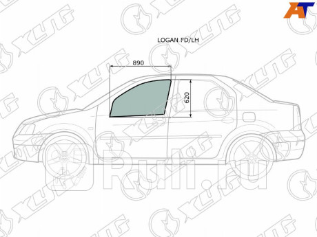 LOGAN FD/LH - Стекло двери передней левой (XYG) Renault Logan 1 Фаза 2 (2009-2015) для Renault Logan 1 (2009-2015) Фаза 2, XYG, LOGAN FD/LH