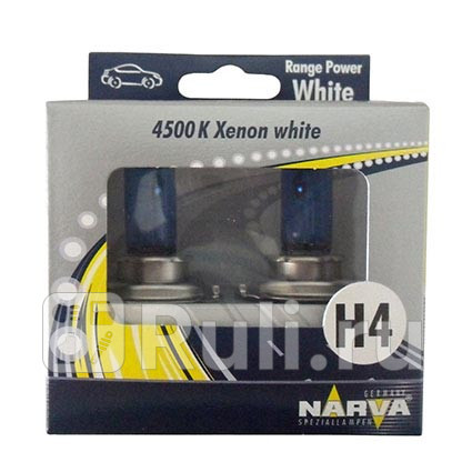 48680RPW - Лампа H4 (60/55W) NARVA Range Power White 4500K для Автомобильные лампы, NARVA, 48680RPW