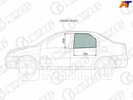 LOGAN RD/LH - Стекло двери задней левой (XYG) Renault Logan 1 Фаза 2 (2009-2015) для Renault Logan 1 (2009-2015) Фаза 2, XYG, LOGAN RD/LH
